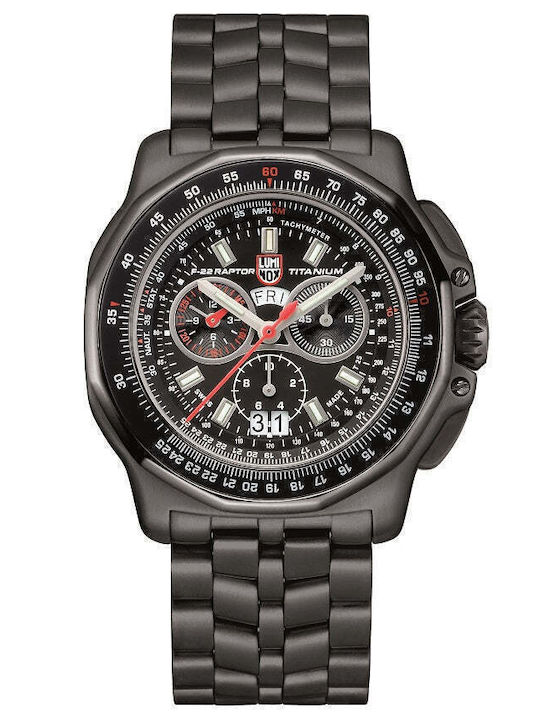 Luminox Мъжки Часовник 45мм Хронограф На Батерия с Черен Метален Гривна