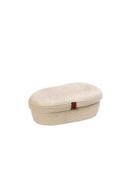 Set of Decorative Baskets Straw with Lid White 3pcs Espiel