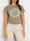 Guess Women's T-shirt Animal Print Olive