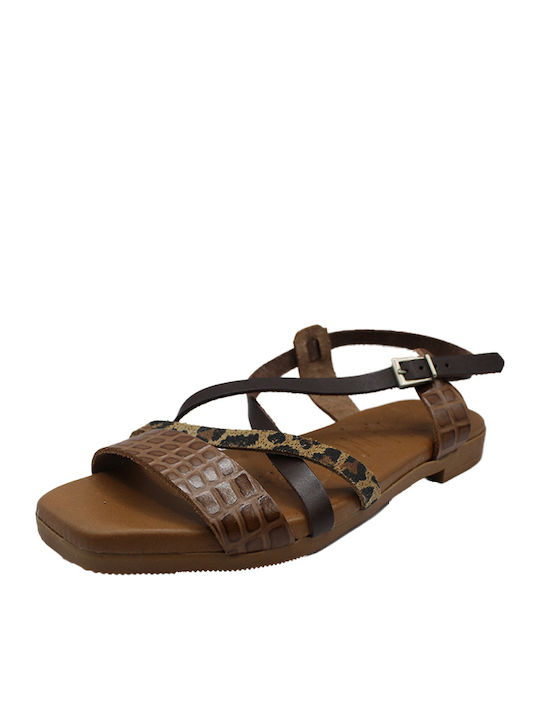 Sandale Casual Damă Flatforme Din Piele Maro