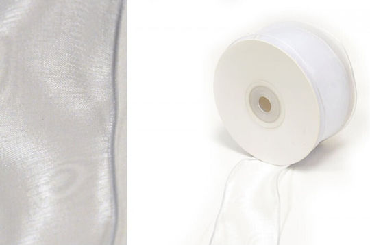 Weißes Organza-Band 3,8 cm X 25y