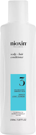 Nioxin Scalp & Hair Conditioner System 3 Μαλακτική Κρέμα Βαμμένα Μαλλιά Ελαφριά Αραίωση 300ml