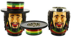 Ragga Μεταλλικό Grinder Τρίφτης 3d Rasta Man 43mm 3 Parts