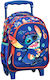 Gim Disney Stitch School Bag Trolley Kindergarten Blue with Water Bottle Holder 12Liters