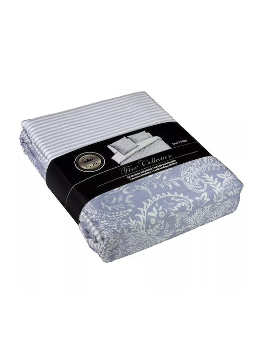 Family Enterprise Σετ Σεντόνια Υπέρδιπλα 240x260εκ. Εμπριμέ Indigo (4τμχ)