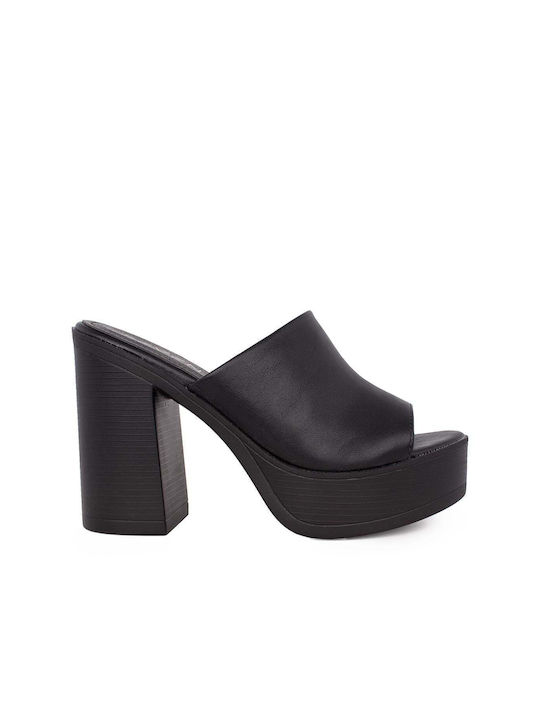 Seven Heel Mules Black