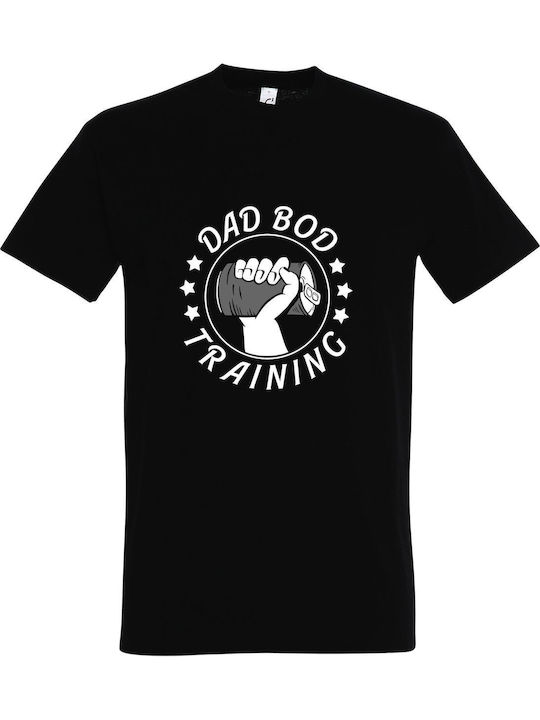 Dad Bod Training Beer T-shirt Μαύρο Βαμβακερό