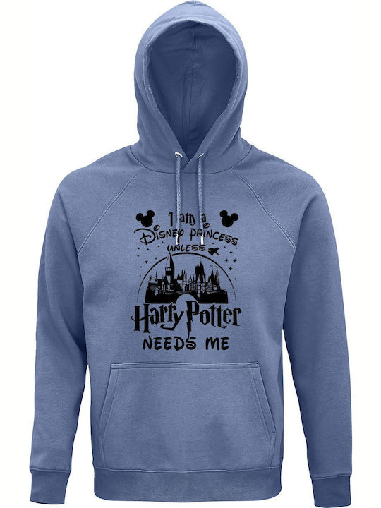 I Am A Disney Princess Unless Harry Potter Needs Me Φούτερ με Κουκούλα Harry Potter Μπλε