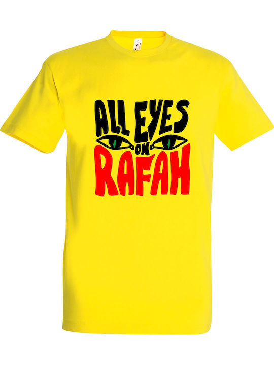 All Eyes On Rafah Gaza T-shirt Gelb Baumwolle