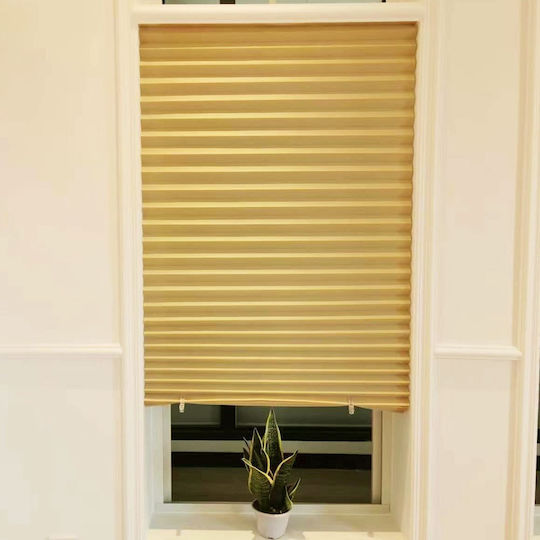 Stoffklebe-Verdunkelungs-Plissee-Rollo 6227 Beige 90x180 cm