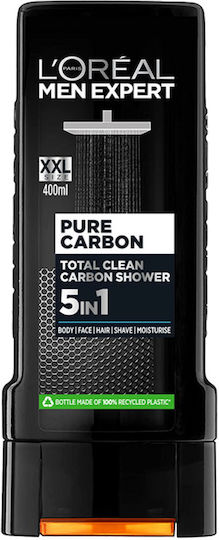 L'Oreal Paris Men Expert Pure Carbon Bubble Bath Gel for Men with Glycerin Moisturizing 400ml