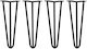 4 x 14 Inch Hairpin Furniture Legs 3 Prong 12mm Black