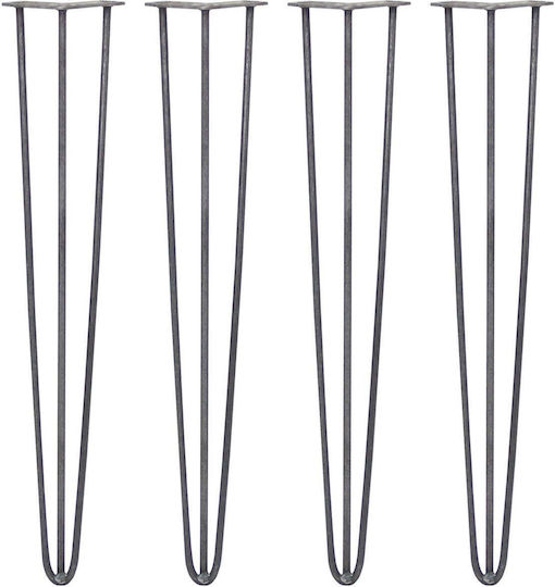4 X 28" Hairpin Beine 3 Zinken 10mm Rohstahl