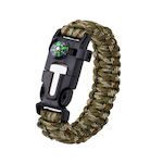 Bracelet Survival with Whistle and Firestarter Green