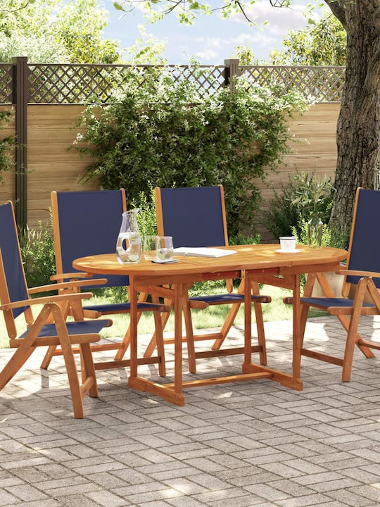 Garden & Outdoor Furniture Sets Dining Room Set 5 Pieces Blue with Umbrella Holder