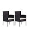 Outdoor-Stuhl Rattan Black Velvet-Black Metal mit Kissen 2Stück 52x56x88εκ.
