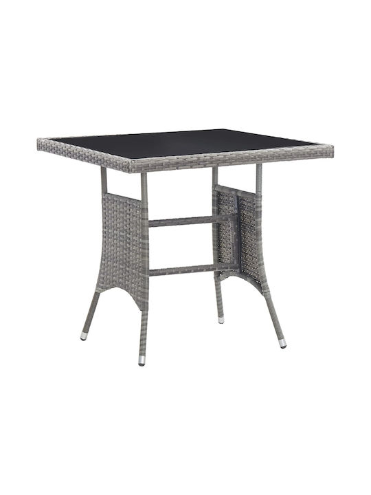Outdoor Dinner Free Standing Rattan Table Natural 80x80x74cm