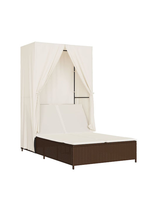 Ξαπλώστρα Διπλή Rattan με Μαξιλάρι Καφέ 100x197εκ.
