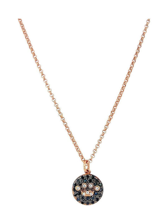 Xryseio Halskette Mit Plan Tiara Aus Rosa Vergoldetem Silber Mit Zirkon Schwarz