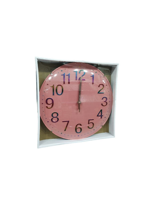 Wall Clock Plastic Pink Ø30cm