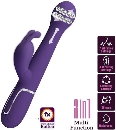Pretty Love Dejon Rabbit Vibrator 3 In 1 Multifunction Purple