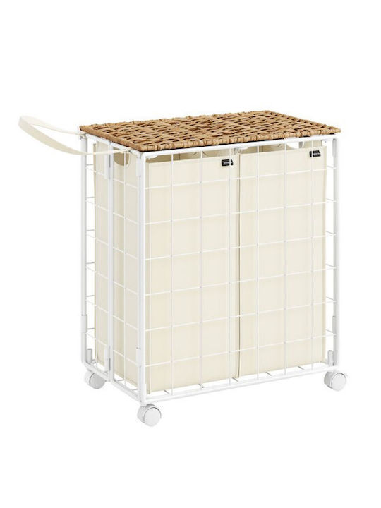 Songmics Laundry Basket Fabric with Cap 33x57x65cm Beige