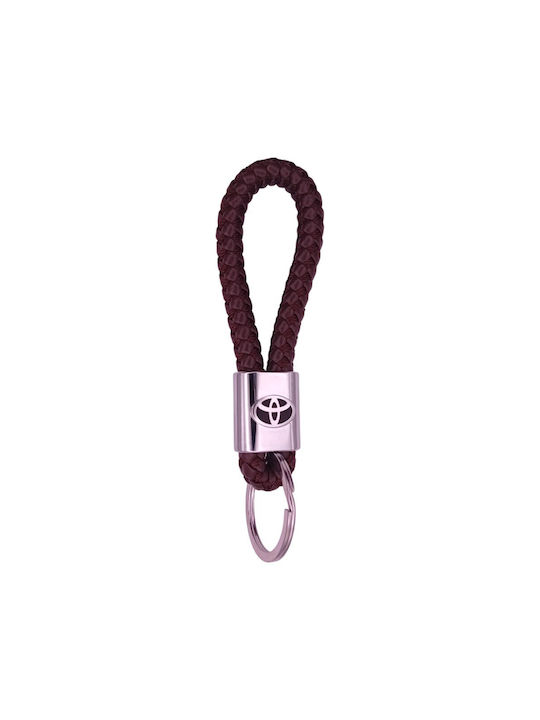 Leather Toyota Keychain Brown