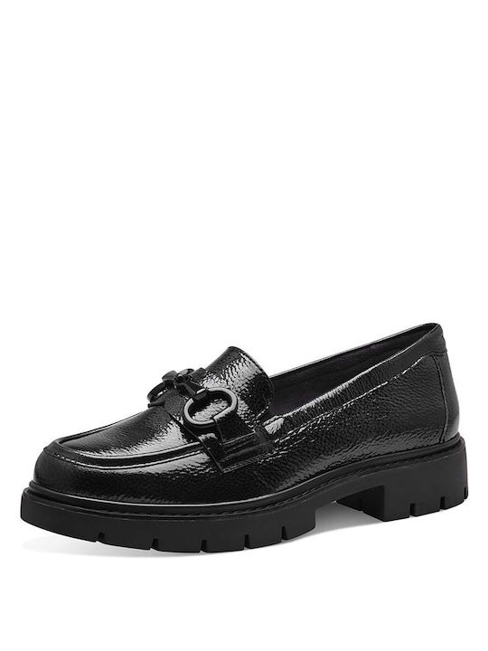 Tamaris Comfort Patent Leather Women's Moccasins in Black Color