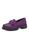 Leather Women's Moccasins in Purple Color