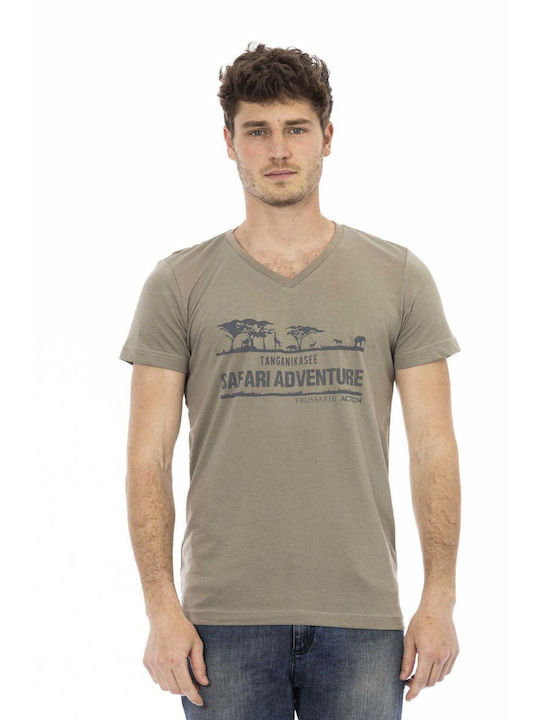 Trussardi Men's Short Sleeve T-shirt with V-Nec...