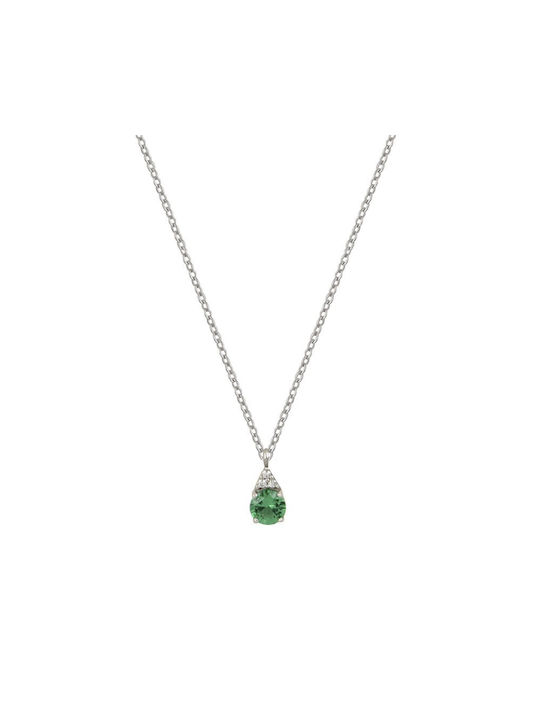 Necklace from White Gold 14K with Zircon