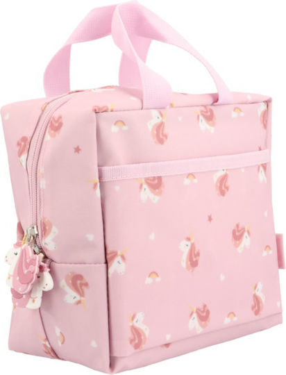 Unicorn School Insulated Hand Lunch Bag Pink Unicorns 18.5 x 9 x 24cm