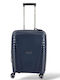 Rain Cabin Hard Blue Travel Suitcase with 4 Wheels Height 55cm