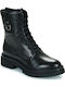 D Iridea Leather Women's Ankle Boots with Medium Heel Black
