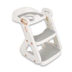 Cangaroo Scaun de Toaletă pentru Copii Foldable Potty Ladder cu Suprafață Dură, Mânere și Scară Alb