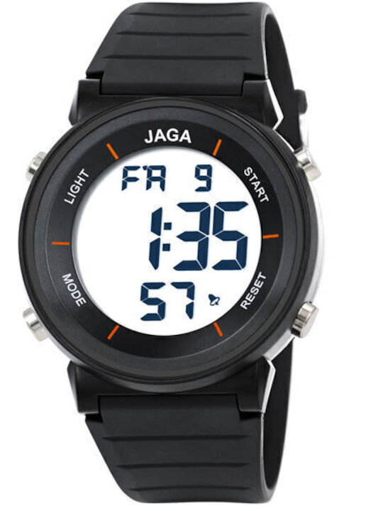 Jaga Digital Men's Watch Battery with Black Rubber Strap