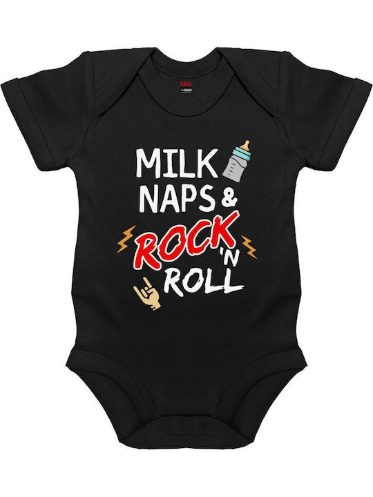 Koupakoupa Milk Naps And Rock N' Roll Short-Sleeved Black