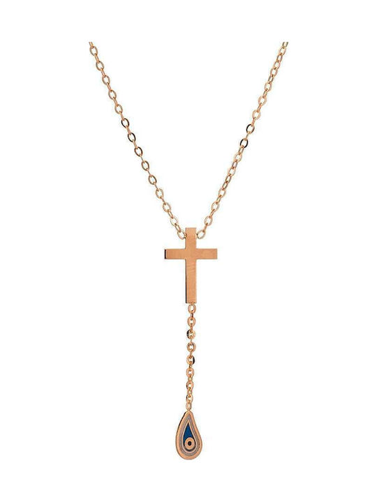 Goldsmith Damen Kreuz aus Rosé Vergoldetem Silber mit Kette