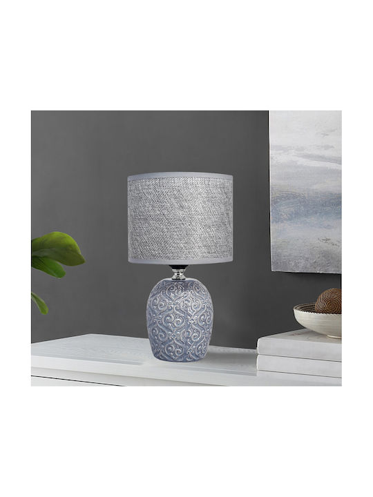 Powertech Ceramic Table Lamp for Socket E27 with Gray Shade and Base 10pcs