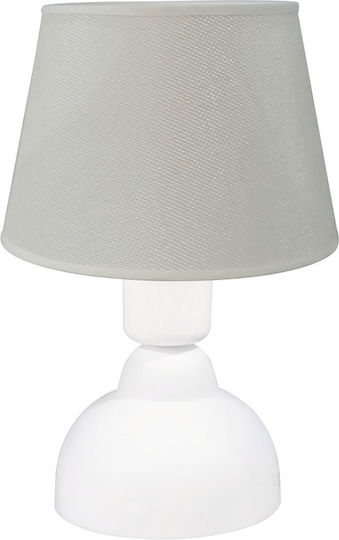 Heronia Plastic Vintage Table Lamp for Socket E27 with Beige Shade and White Base