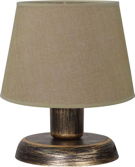 Heronia Plastic Table Lamp for Socket E27 with Beige Shade and Bronze Base