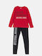 Kids' Set with Leggings Winter 2pcs Burgundy Active Everyday