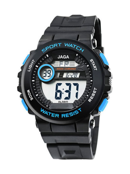 Jaga M112x Digital Men's Watch Battery with Black Rubber Strap