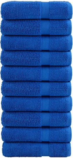 vidaXL Set 10 Hotel Face Towels 100x50 cm 600gsm Blue