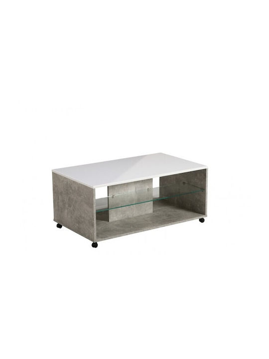 Rechteckig Couchtisch Italy Concrete-white L101xB60xH45cm