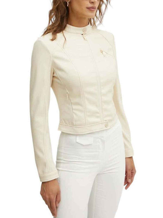 Guess Damen Bikerjacke Ecru