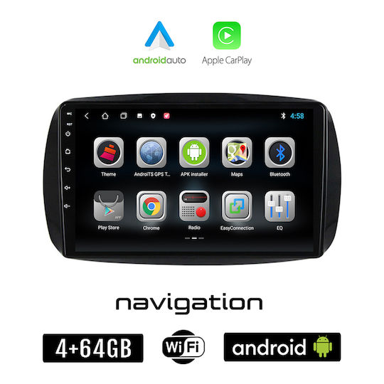 Car Audio System for Smart ForTwo 2016 (Bluetooth/USB/WiFi/GPS/Apple-Carplay/Android-Auto) with Touch Screen 9"