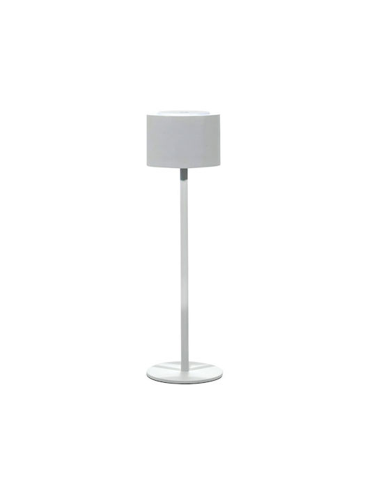 DictroLux Metall Tischlampe LED mit Weiß Schirm und Basis