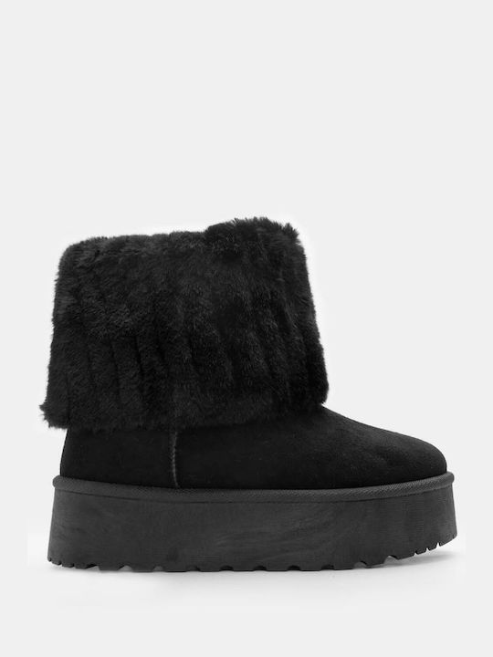 Luigi Women's Ankle Boots with Fur Black