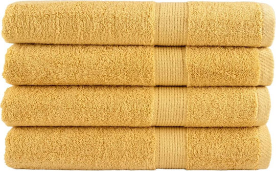vidaXL Πετσέτα Σώματος 80x200εκ. Χρυσή 4τμχ Βάρους 600gr/m²
